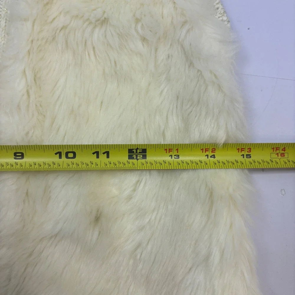 Max Studio Kids Cream Faux Fur Metallic Knit Sweater Vest Gold Thread Girls L 14